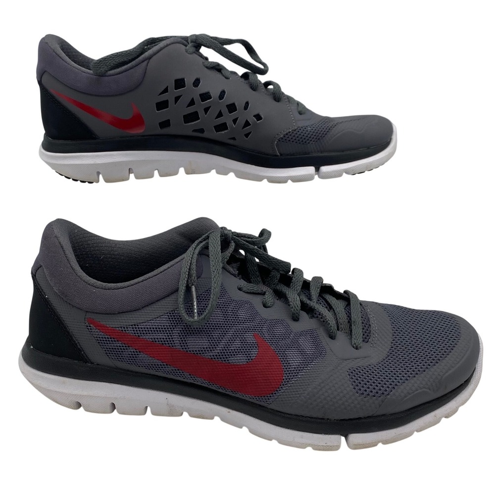 Nike Flex Run 2015  Mens Size 8 Dark Grey Red Running Shoes 709022-002